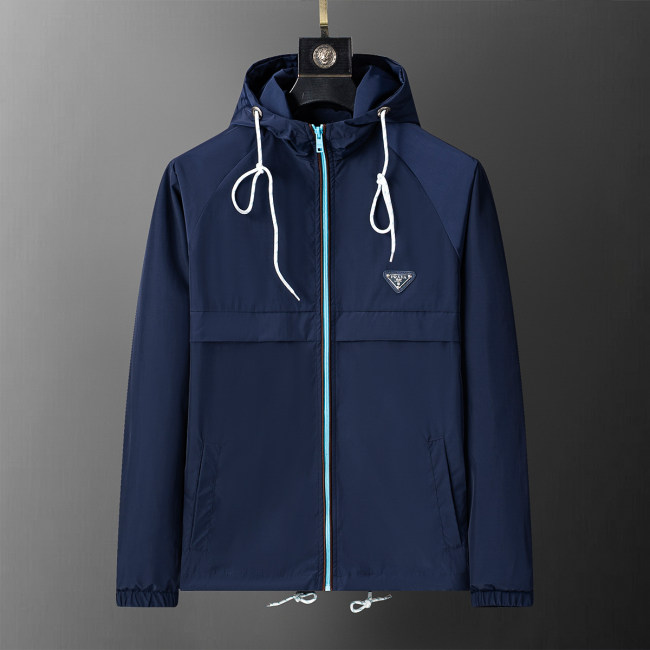 Men's Lightweight Breathable Waterproof Hooded Outdoor Jacket Zip Up Coat with Pocket Nylon Windbreaker 56002