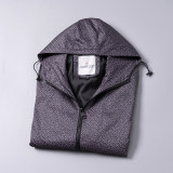 Men's Lightweight Breathable Waterproof Hooded Outdoor Jacket Zip Up Coat with Pocket Nylon Windbreaker 56011