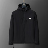 Men's Lightweight Breathable Waterproof Hooded Outdoor Jacket Zip Up Coat with Pocket Nylon Windbreaker 56001