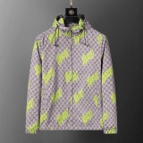 Men's Lightweight Breathable Waterproof Hooded Outdoor Jacket Zip Up Coat with Pocket Nylon Windbreaker 56014