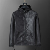 Men's Lightweight Breathable Waterproof Hooded Outdoor Jacket Zip Up Coat with Pocket Nylon Windbreaker 56018