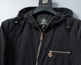Men's Lightweight Breathable Waterproof Hooded Outdoor Jacket Zip Up Coat with Pocket Nylon Windbreaker 56031