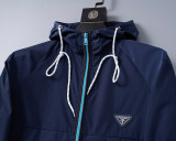 Men's Lightweight Breathable Waterproof Hooded Outdoor Jacket Zip Up Coat with Pocket Nylon Windbreaker 56002