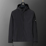 Men's Lightweight Breathable Waterproof Hooded Outdoor Jacket Zip Up Coat with Pocket Nylon Windbreaker 56004
