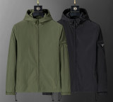 Men's Lightweight Breathable Waterproof Hooded Outdoor Jacket Zip Up Coat with Pocket Nylon Windbreaker 56004