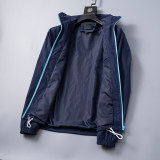 Men's Lightweight Breathable Waterproof Hooded Outdoor Jacket Zip Up Coat with Pocket Nylon Windbreaker 56002