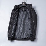 Men's Lightweight Breathable Waterproof Hooded Outdoor Jacket Zip Up Coat with Pocket Nylon Windbreaker 56038