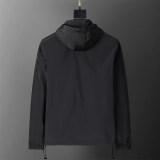 Men's Lightweight Breathable Waterproof Hooded Outdoor Jacket Zip Up Coat with Pocket Nylon Windbreaker 56004