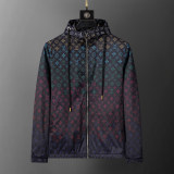 Men's Lightweight Breathable Waterproof Hooded Outdoor Jacket Zip Up Coat with Pocket Nylon Windbreaker 56016