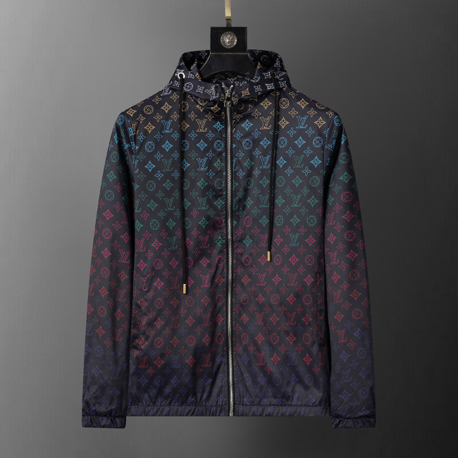 Men's Lightweight Breathable Waterproof Hooded Outdoor Jacket Zip Up Coat with Pocket Nylon Windbreaker 56016