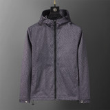 Men's Lightweight Breathable Waterproof Hooded Outdoor Jacket Zip Up Coat with Pocket Nylon Windbreaker 56011
