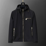 Men's Lightweight Breathable Waterproof Hooded Outdoor Jacket Zip Up Coat with Pocket Nylon Windbreaker 56031