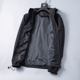 Men's Lightweight Breathable Waterproof Hooded Outdoor Jacket Zip Up Coat with Pocket Nylon Windbreaker 56004