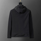 Men's Lightweight Breathable Waterproof Hooded Outdoor Jacket Zip Up Coat with Pocket Nylon Windbreaker 56031