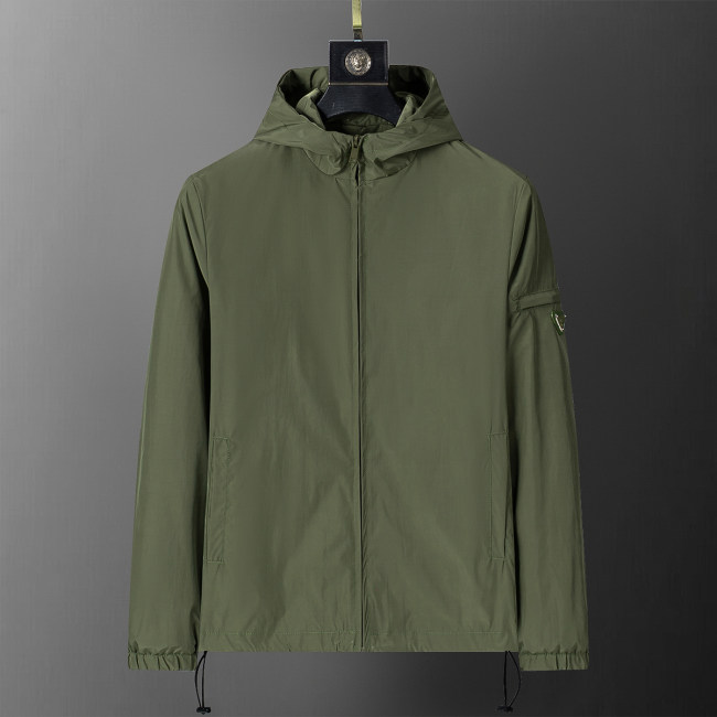 Men's Lightweight Breathable Waterproof Hooded Outdoor Jacket Zip Up Coat with Pocket Nylon Windbreaker 56004