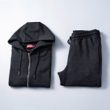 Hooded Cotton Tracksuits Sweatsuits for Men Sweat Track Suits 2 Piece Casual Athletic Jogging Warm Up Full Zip Sportswear Sets 38110