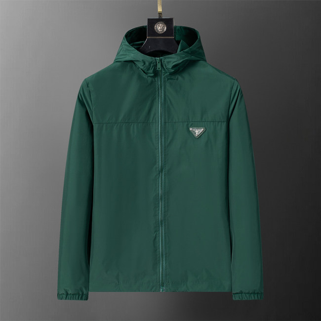 Men's Lightweight Breathable Waterproof Hooded Outdoor Jacket Zip Up Coat with Pocket Nylon Windbreaker 56007