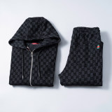 Hooded Cotton Tracksuits Sweatsuits for Men Sweat Track Suits 2 Piece Casual Athletic Jogging Warm Up Full Zip Sportswear Sets 38096