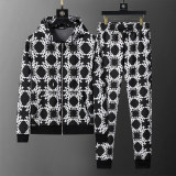Hooded Cotton Tracksuits Sweatsuits for Men Sweat Track Suits 2 Piece Casual Athletic Jogging Warm Up Full Zip Sportswear Sets 38092