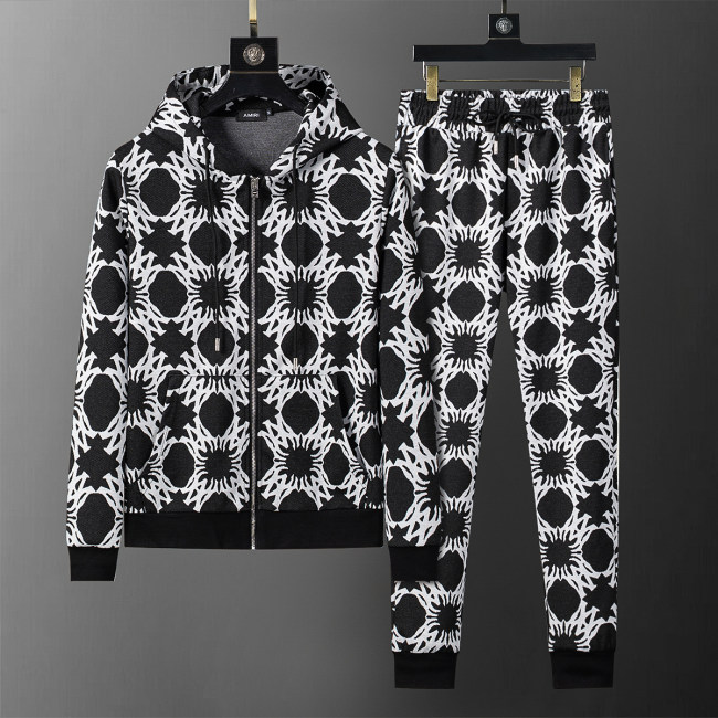 Hooded Cotton Tracksuits Sweatsuits for Men Sweat Track Suits 2 Piece Casual Athletic Jogging Warm Up Full Zip Sportswear Sets 38092