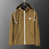 Men's Lightweight Breathable Waterproof Hooded Outdoor Jacket Zip Up Coat with Pocket Nylon Windbreaker 56008