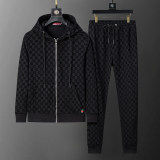 Hooded Cotton Tracksuits Sweatsuits for Men Sweat Track Suits 2 Piece Casual Athletic Jogging Warm Up Full Zip Sportswear Sets 38096