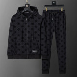 Hooded Cotton Tracksuits Sweatsuits for Men Sweat Track Suits 2 Piece Casual Athletic Jogging Warm Up Full Zip Sportswear Sets 38104