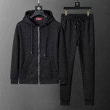 Hooded Cotton Tracksuits Sweatsuits for Men Sweat Track Suits 2 Piece Casual Athletic Jogging Warm Up Full Zip Sportswear Sets 38110