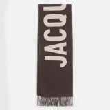 Original Synthetic Fiber Simple Jacquard Logo Fringe Scarf Brown