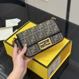 Original Baguette Mini Brown FF jacquard fabric bag