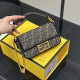Original Baguette Mini Brown FF jacquard fabric bag