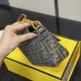 Original BaBaguette Tobacco brown FF jacquard fabric bag