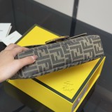 Original BaBaguette Tobacco brown FF jacquard fabric bag
