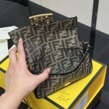 Original Baguette Mini Brown FF jacquard fabric bag