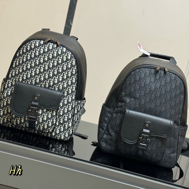 Original Saddle Backpack 24SS Oblique Canvas Leather Straps 1ADBA212YKS
