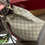 Original Ophidia Bucket Bag GG Supreme Canvas Leather Trim Drawstring 841313