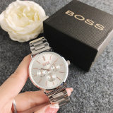 5A 2137T-G Multifunction Quartz Watch with Stainless Steel Strap - Silver Dial with Rose Gold Accents