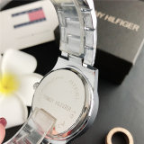 5A 7224TMFL Stainless Steel Quartz Watch - White Dial Three-Eye Design