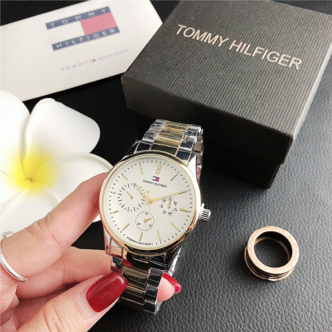 5A 7224TMFL Two-Tone Stainless Steel Quartz Watch - White Dial Three-Eye Design