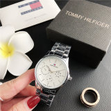 5A 7224TMFL Stainless Steel Quartz Watch - White Dial Three-Eye Design
