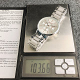 5A 2137T-G Multifunction Quartz Watch with Stainless Steel Strap - Silver Dial with Rose Gold Accents