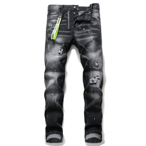Print Casual Stretch body building Jeans black 1056