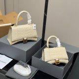 Original Hourglass Bag Crocodile Print Calf Leather Top Handle Shoulder Bag