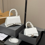 Original Hourglass Bag Crocodile Print Calf Leather Top Handle Shoulder Bag