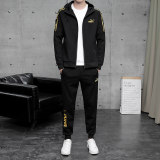 5A Men's 3-Piece Tracksuit Tencel Roma Hoodie Jogger Set Gold Print