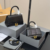 Original Hourglass Bag Crocodile Print Calf Leather Top Handle Shoulder Bag