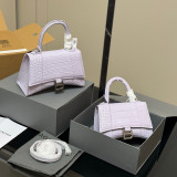 Original Hourglass Bag Crocodile Print Calf Leather Top Handle Shoulder Bag