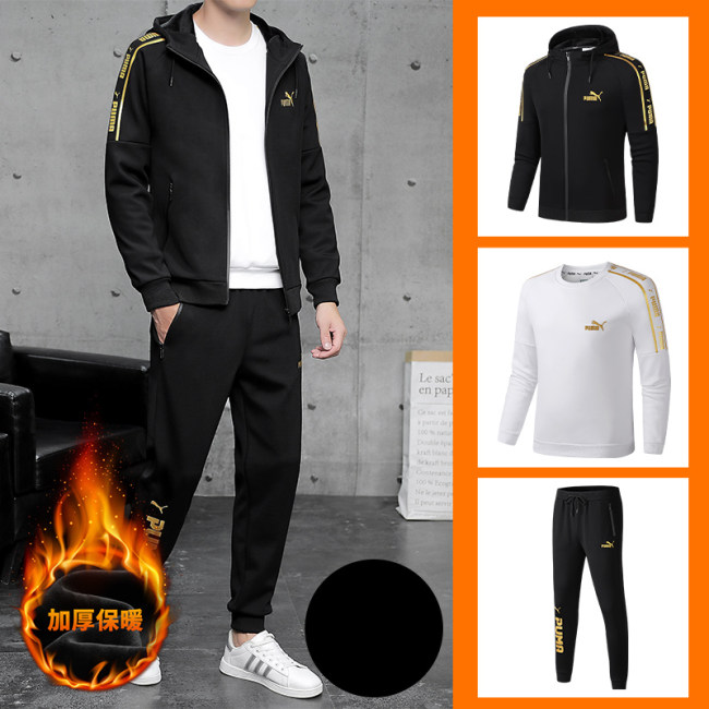 5A Men's 3-Piece Tracksuit Tencel Roma Hoodie Jogger Set Gold Print