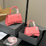 Original Hourglass Bag Crocodile Print Calf Leather Top Handle Shoulder Bag