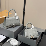 Original Hourglass Bag Crocodile Print Calf Leather Top Handle Shoulder Bag